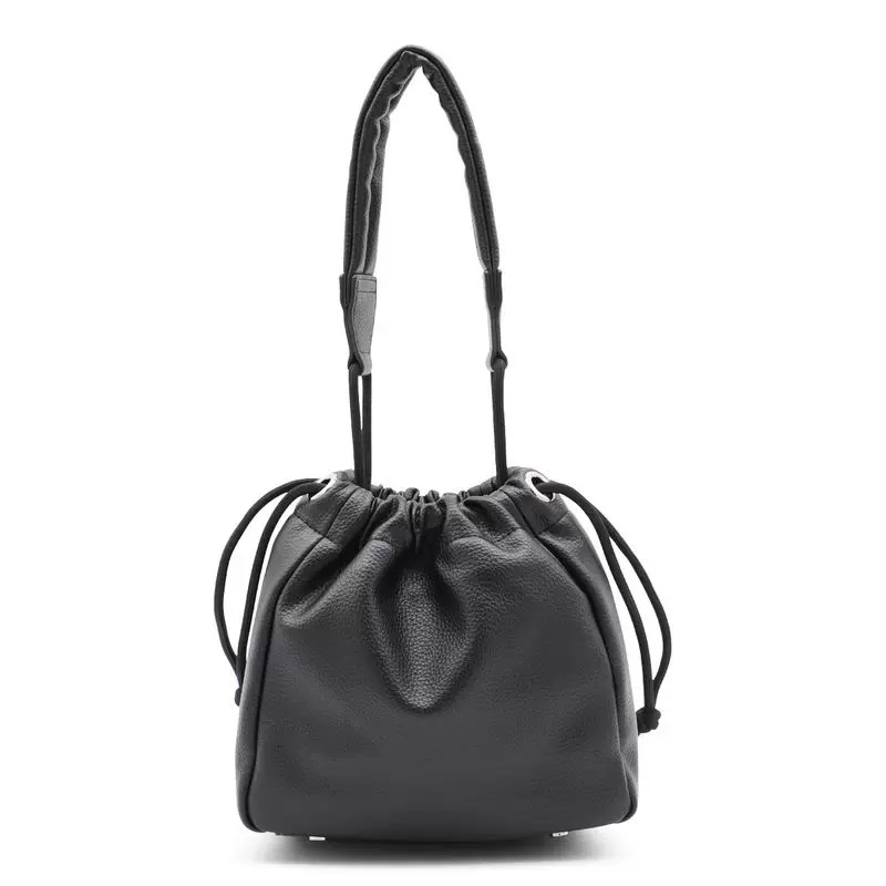 Leather Drawstring Bucket Saturn Bag
