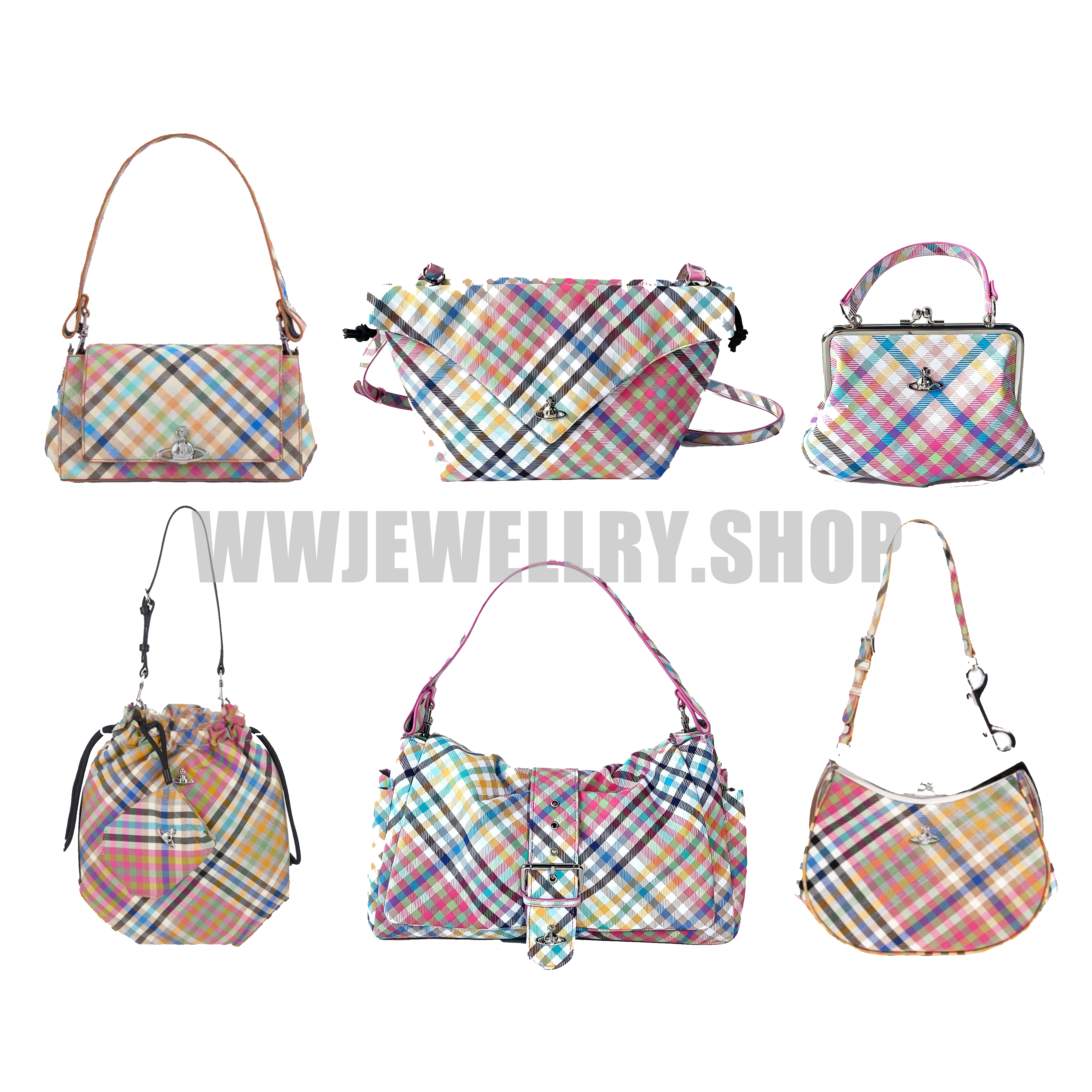 10 Styles Candy Plaid Collection Saturn Bag