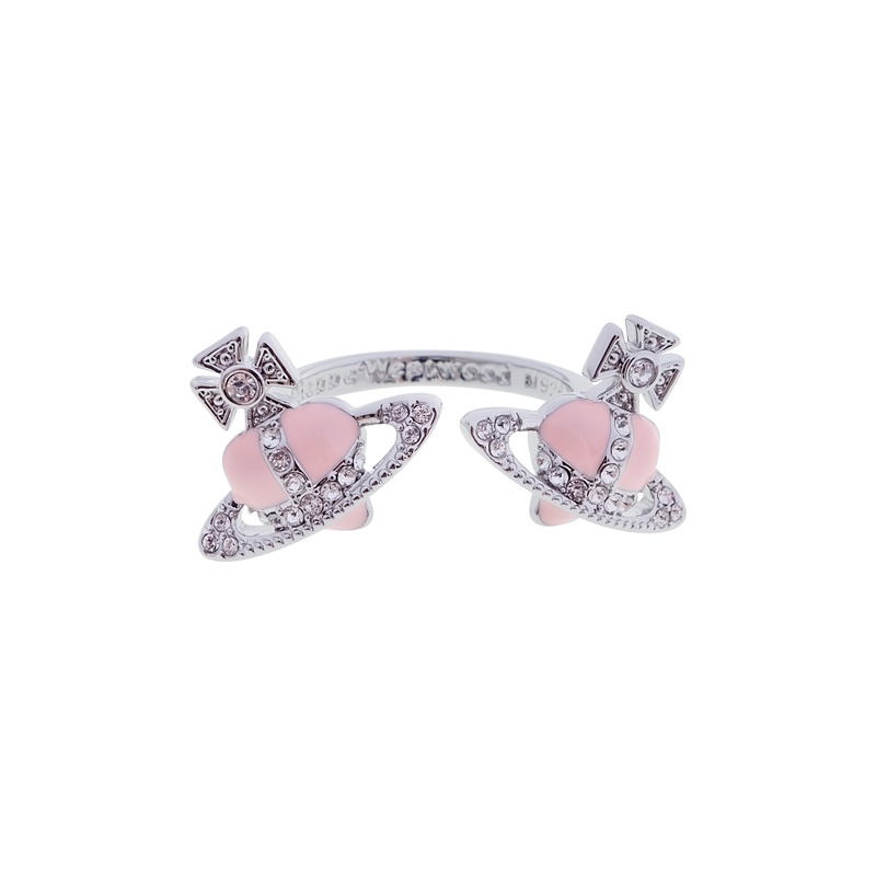 DIAMANTE Double Heart Ring
