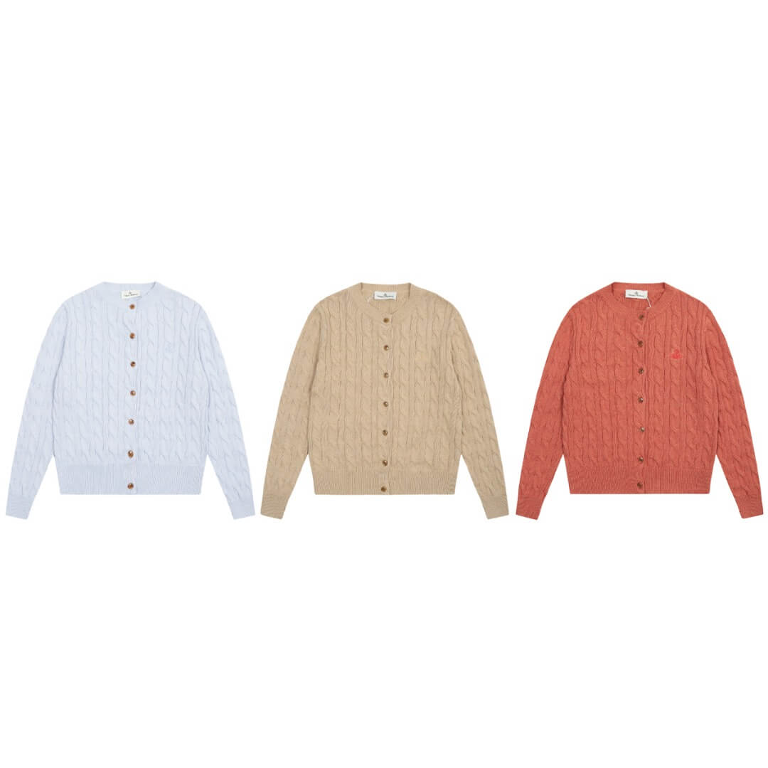 Solid Color Twist Pattern Saturn Knitwear