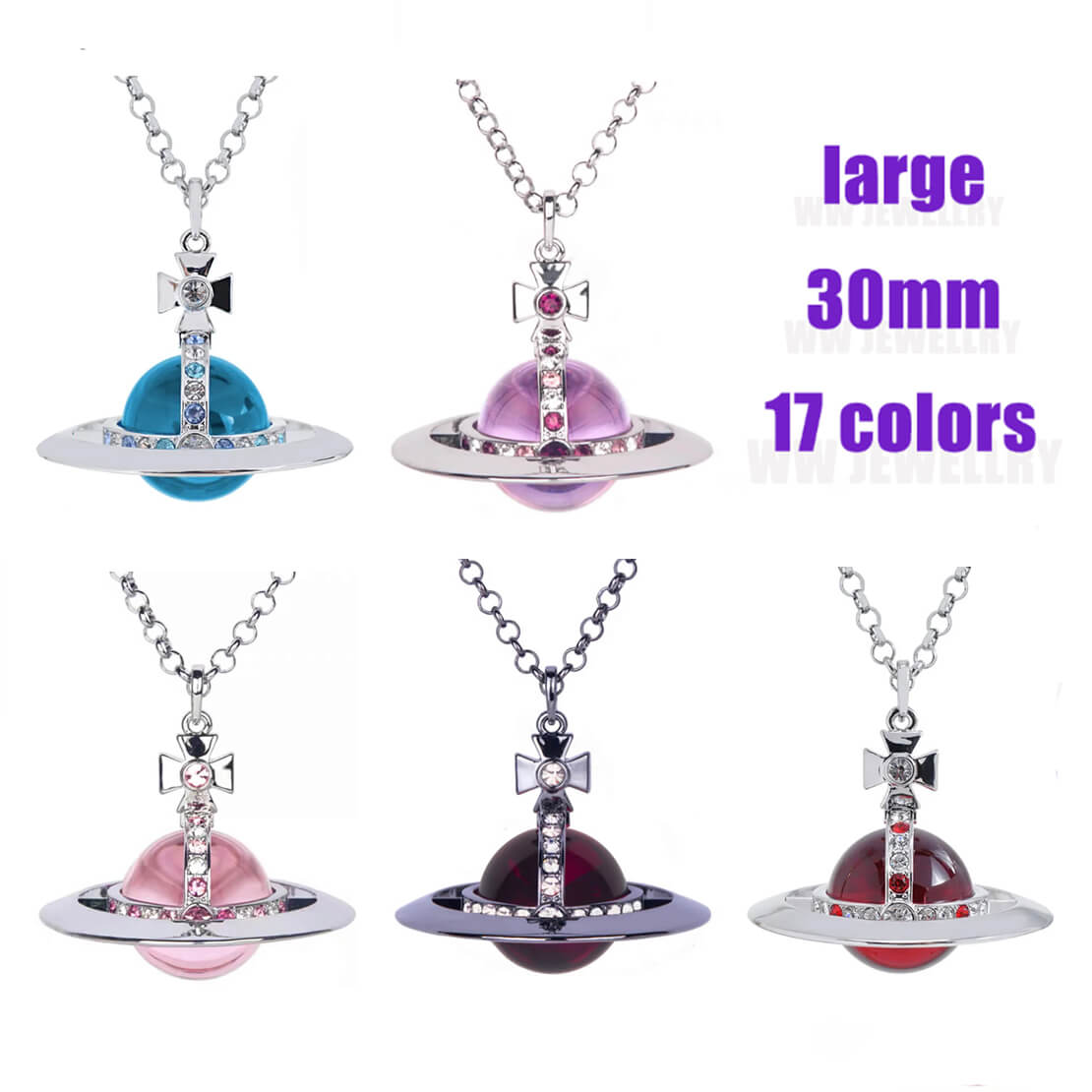 30MM ORB Classic Saturn Pendant Necklace