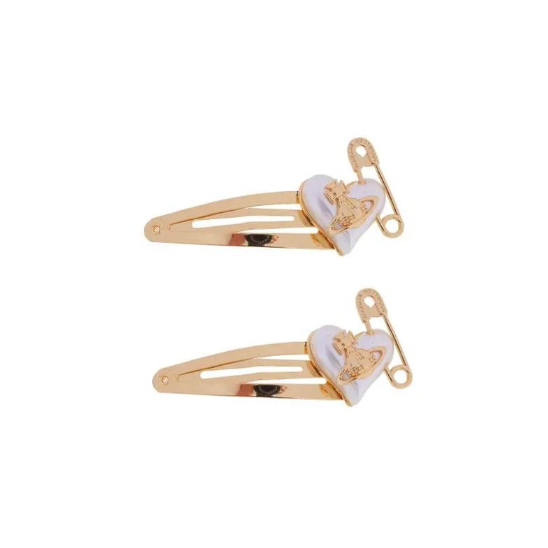 ORIETTA Peach Heart Pearl Pin Hair Clip