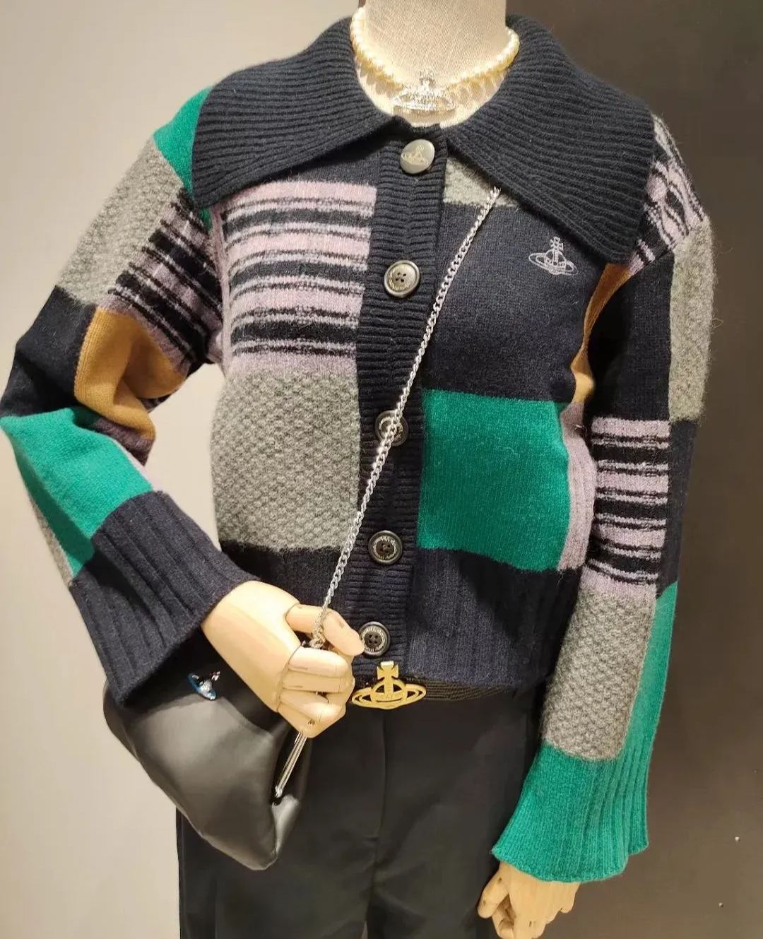 Colorblock Plaid Saturn Sweater