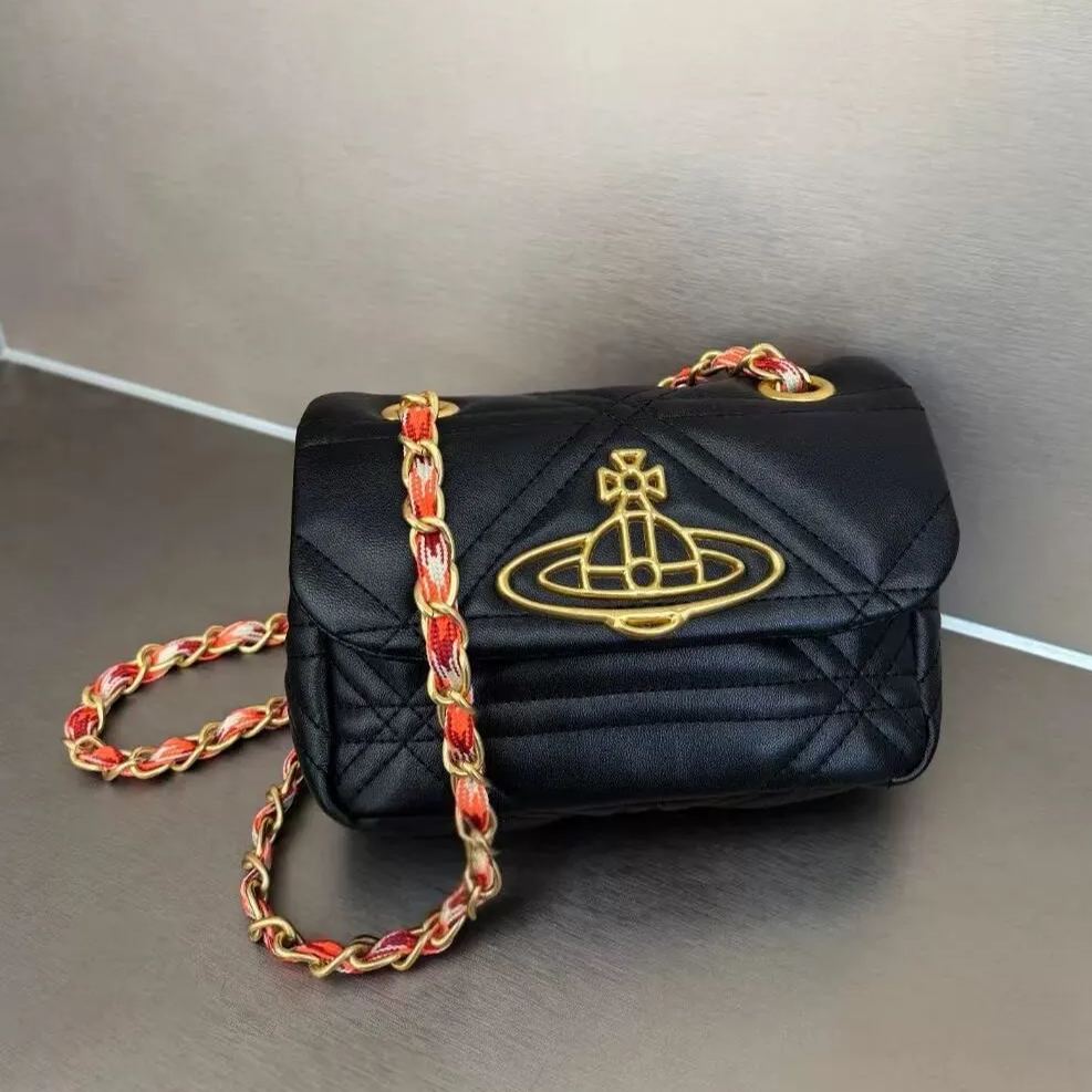 2 Colors VINNIE Plaid Saturn Chain Bag