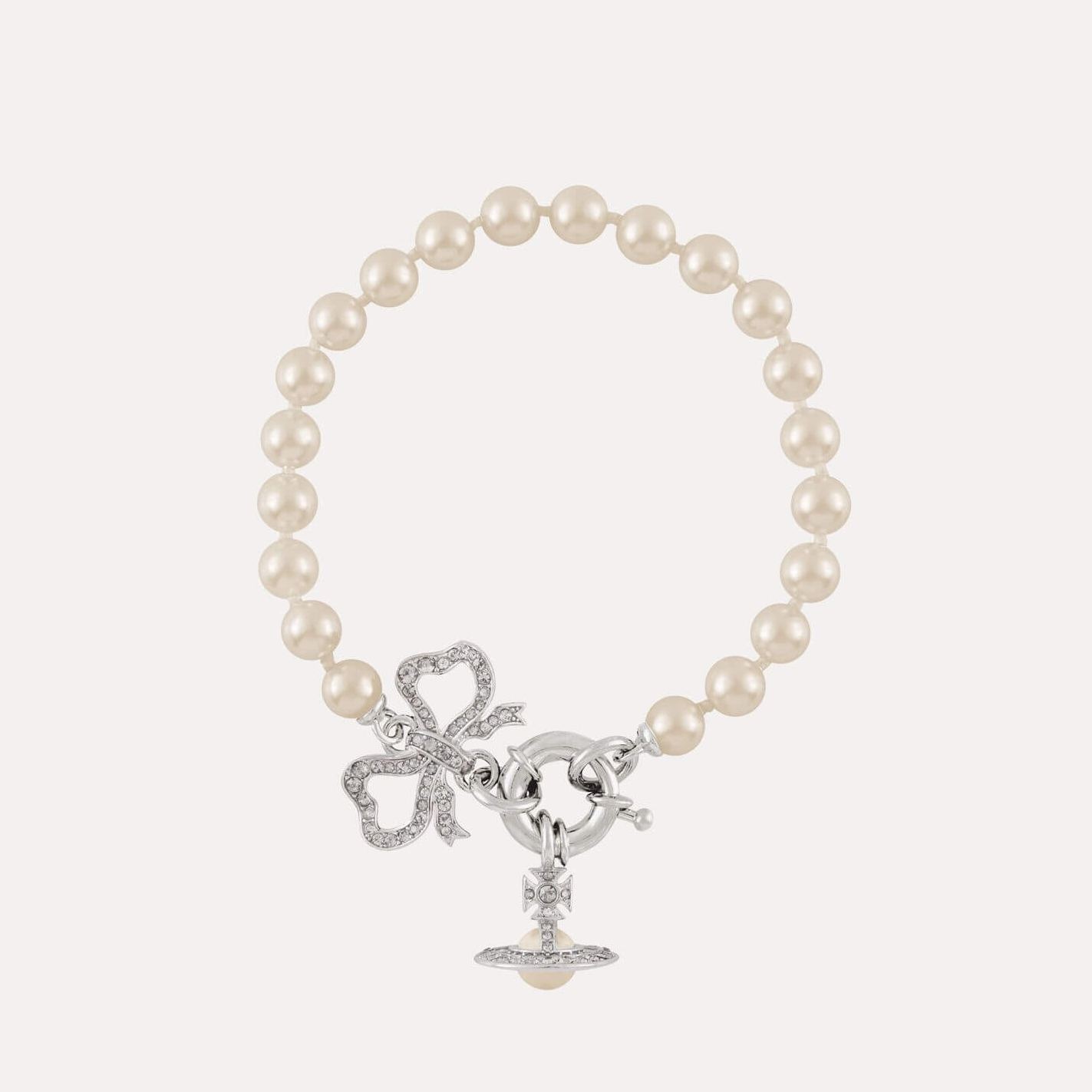 [Copy]2 Colors RIGOBERTA Pearl Bow Saturn Necklace