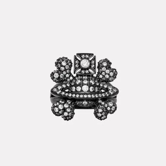 2 Colors Skull Full Diamond Saturn Ring