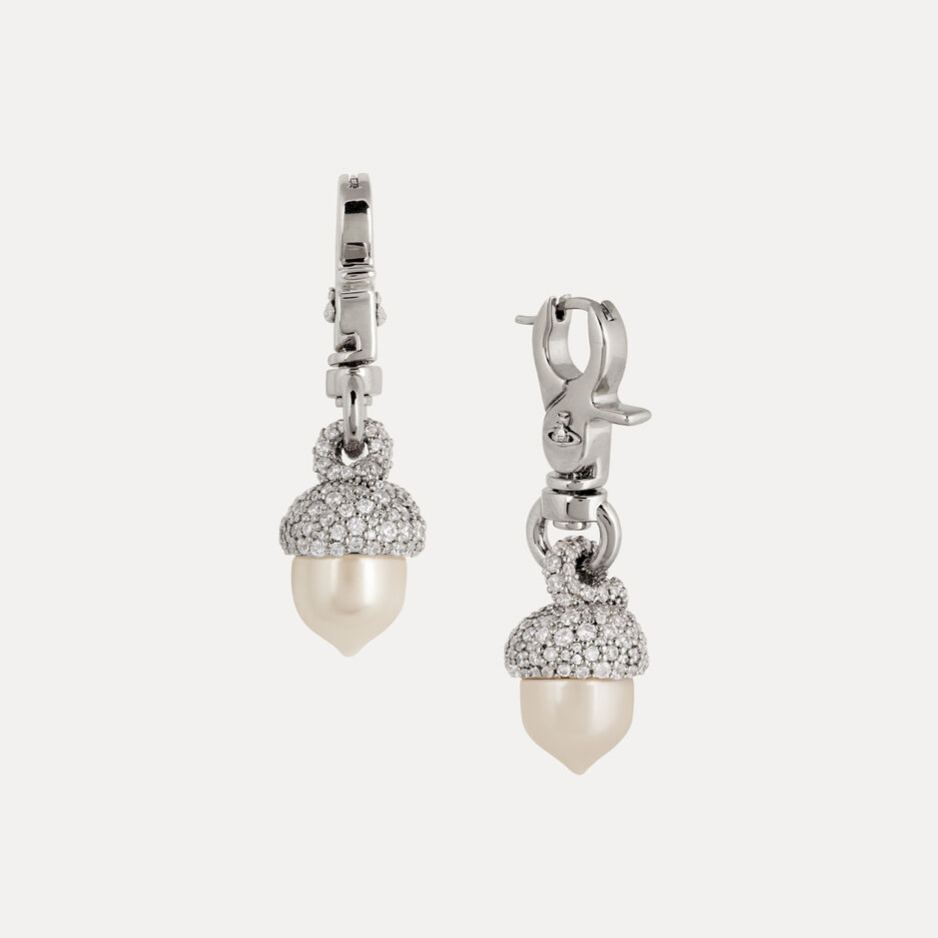 [Copy]2 Colors RIGOBERTA Pearl Bow Saturn Earrings