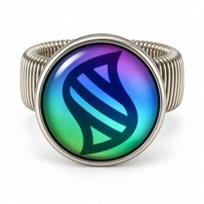 Mega Power Coil Ring with classic keystone, front view