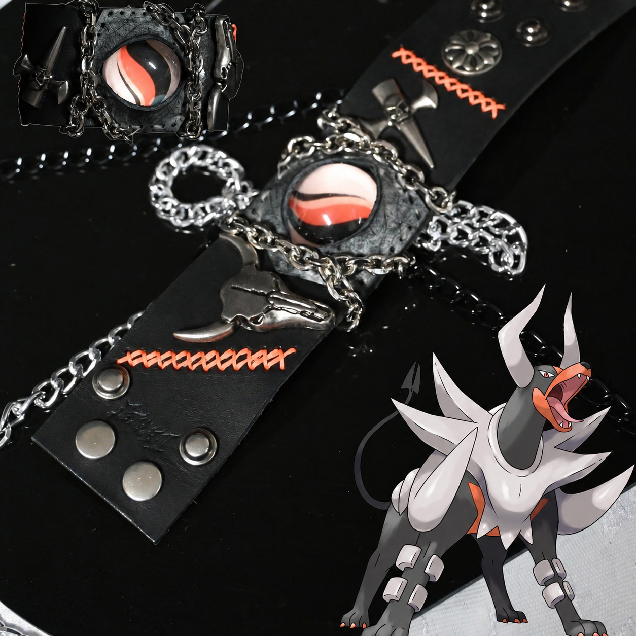 Mega Afterdark Handmade Leather Cuff — Mega Houndoom