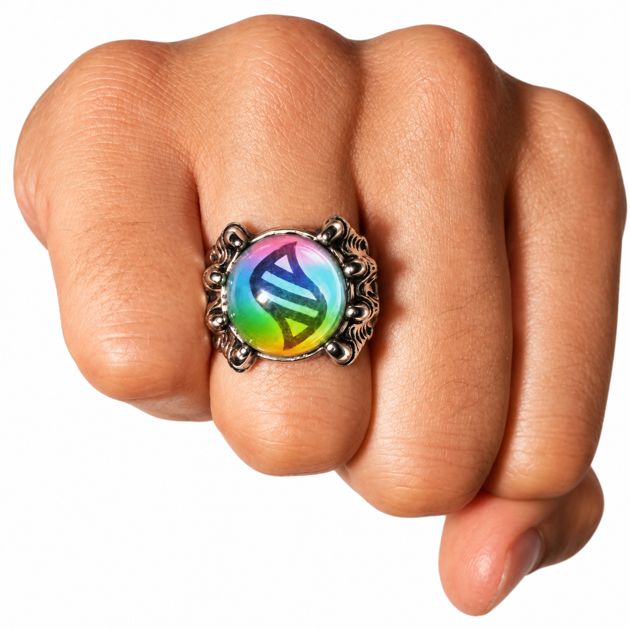 Mega Nexus Ring Only worn on a finger - white-background close-up