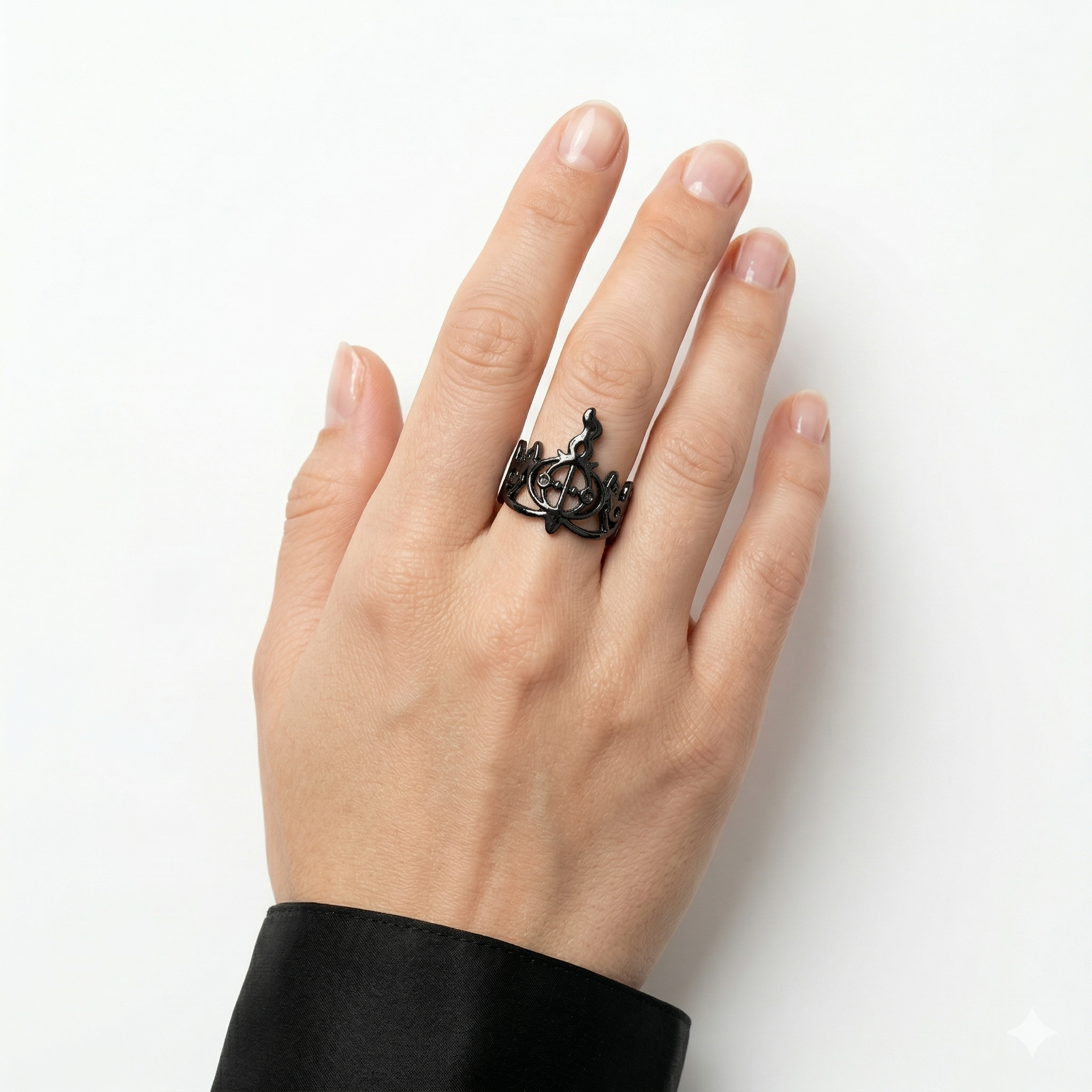 Title: The Abyssal Candelabra Ring - Adjustable Dark Fantasy Chandelier Jewelry
