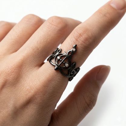 Title: The Abyssal Candelabra Ring - Adjustable Dark Fantasy Chandelier Jewelry