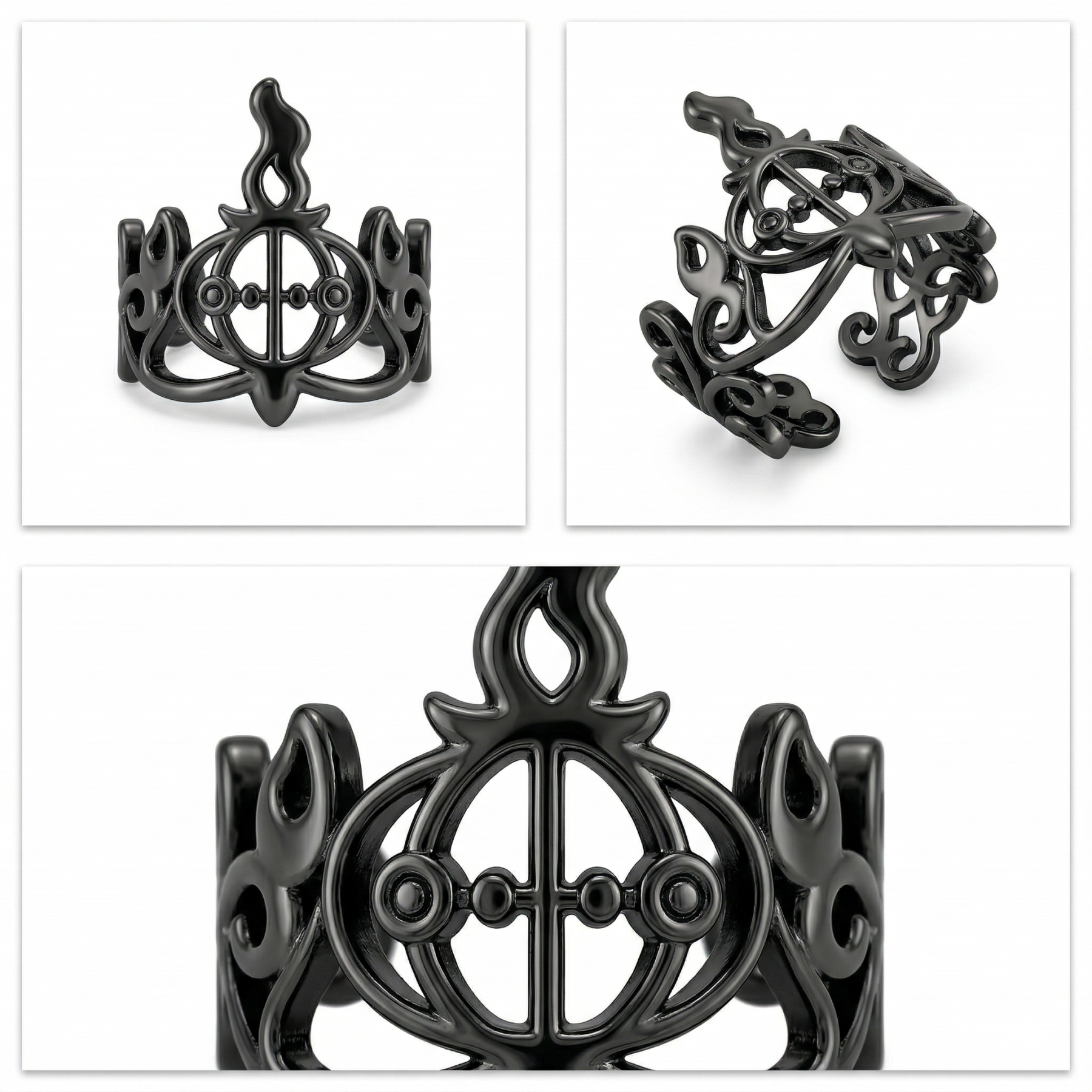 Title: The Abyssal Candelabra Ring - Adjustable Dark Fantasy Chandelier Jewelry