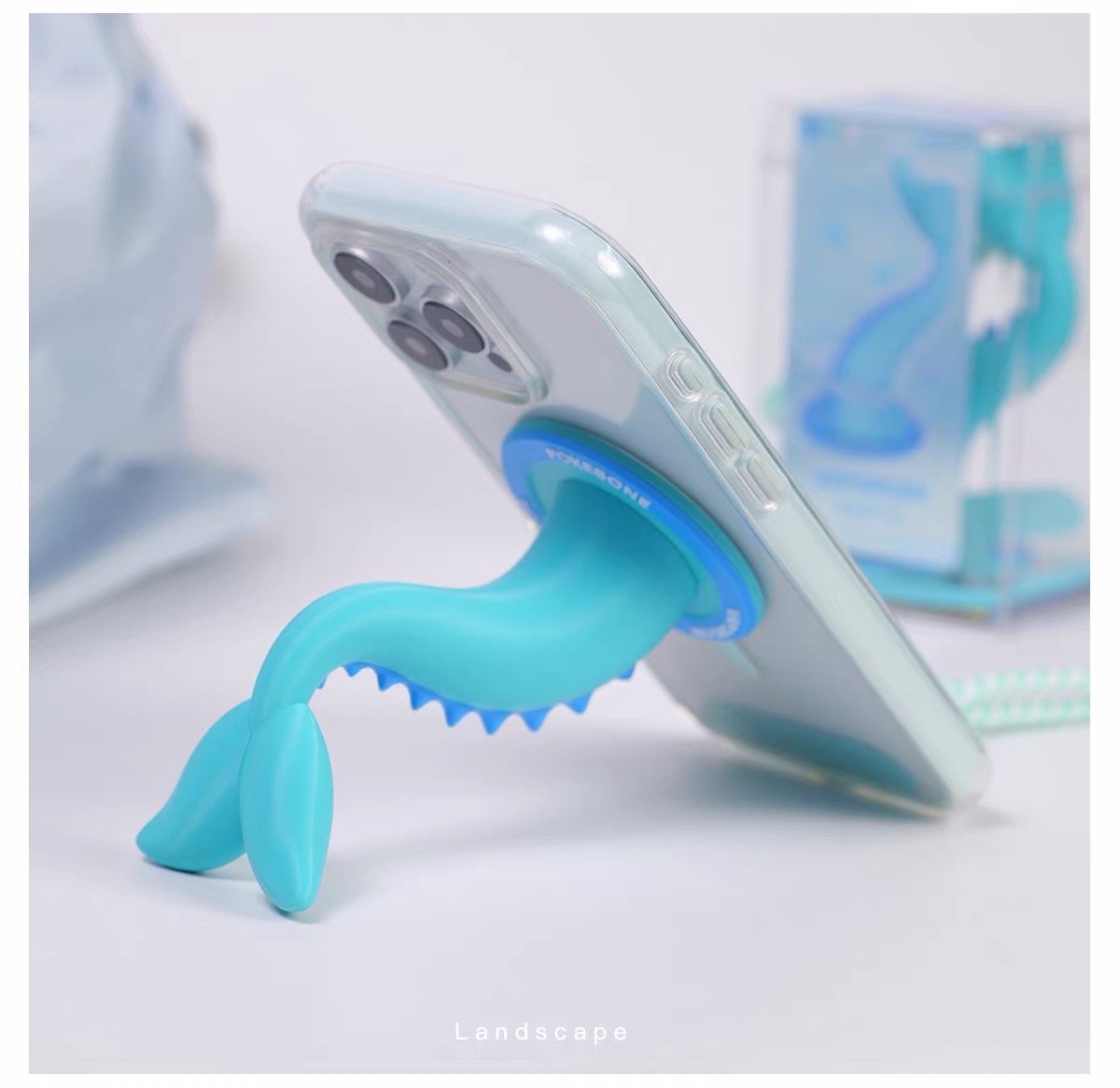 Mystic Aqua Tail Magnetic Phone Stand & Crossbody Charm