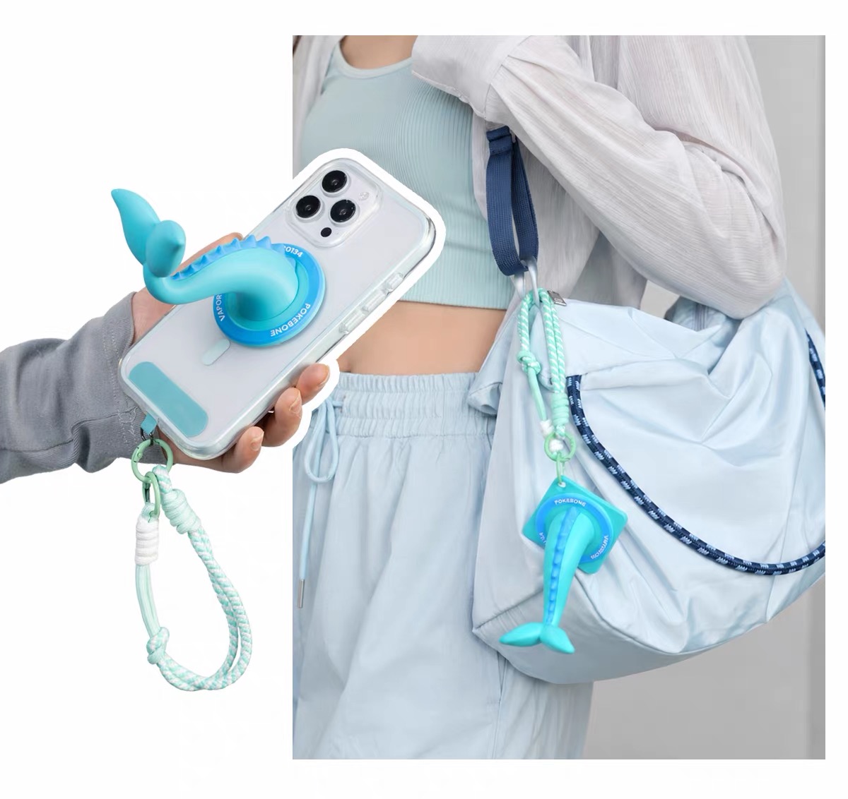 Mystic Aqua Tail Magnetic Phone Stand & Crossbody Charm