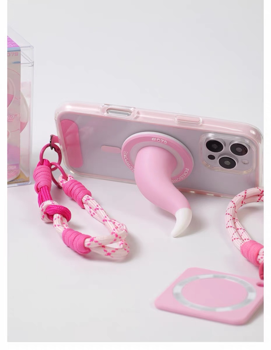 Lazy Pink Tail Magnetic Phone Stand & Bag Charm