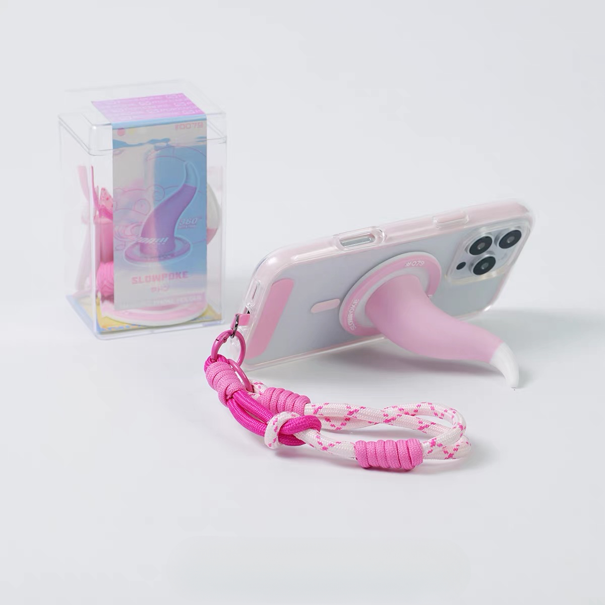 Lazy SnowPink Tail Magnetic Phone Stand & Bag Charm