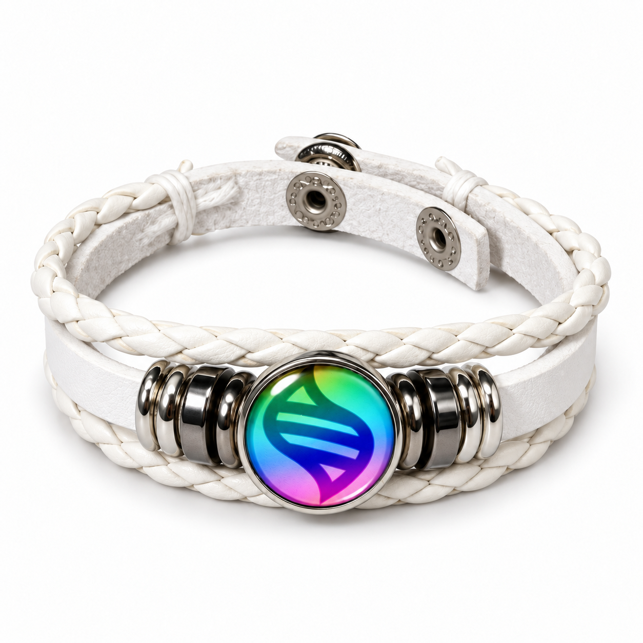 White Mega Bracelet – Handmade Replaceable Keystone Cuff