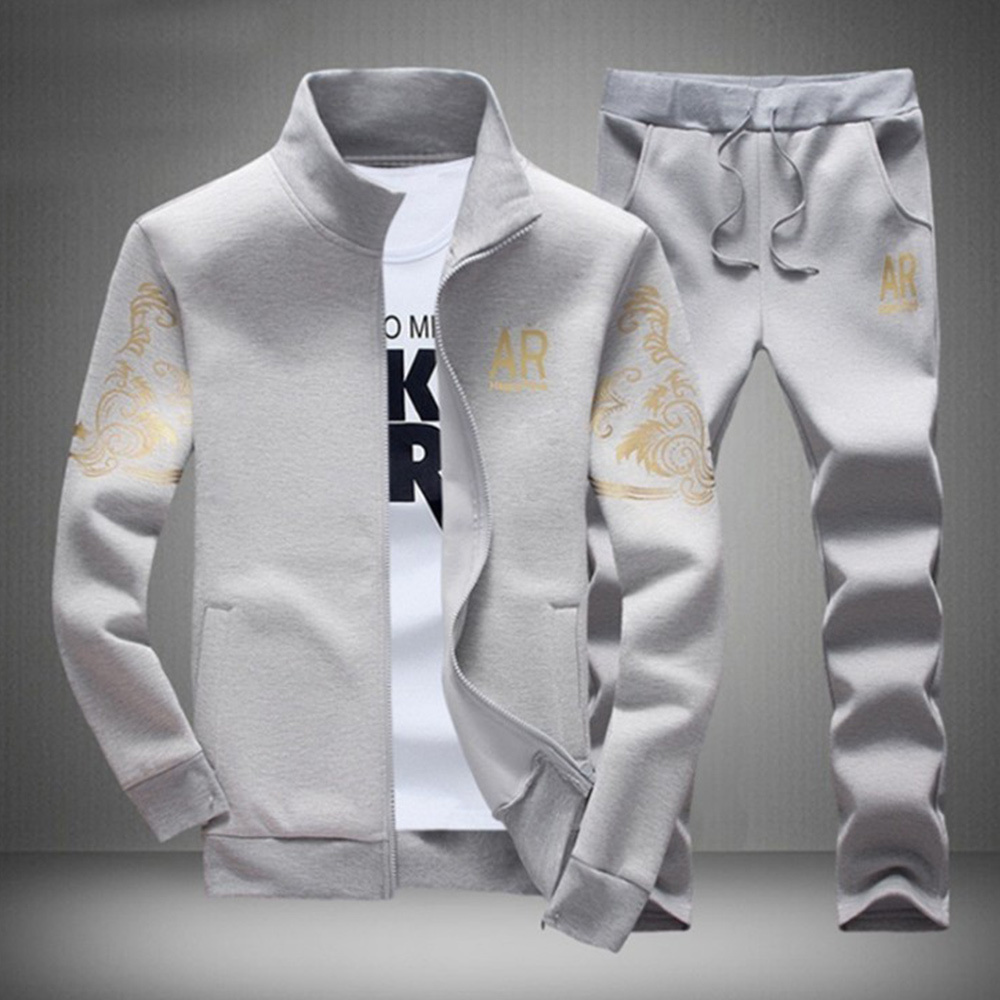 New men's casual stand-up collar baseball jacket long-sleeved trousers suit for spring and autumn