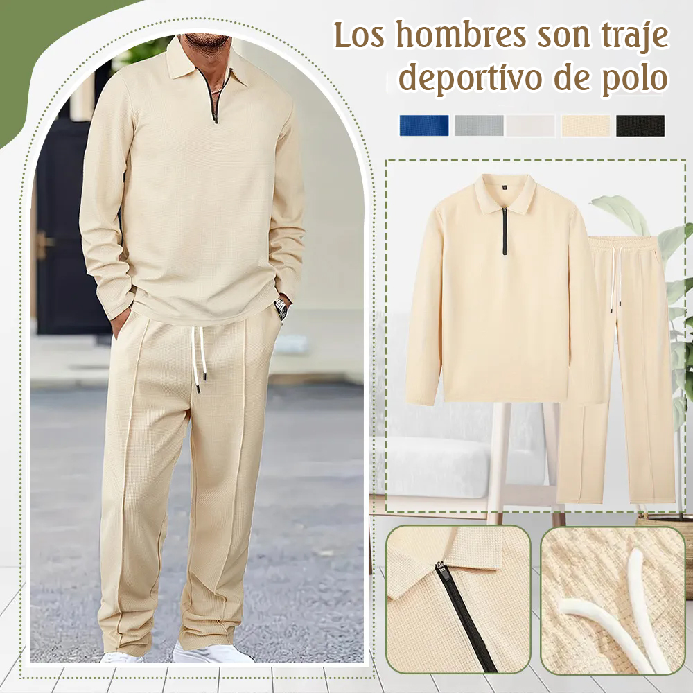 Azulgalaxia™ Polo Athleisure para hombre Conjunto de dos piezas elegante y cómodo