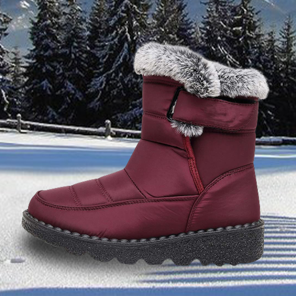 Botas de nieve impermeables con velcro para mujer