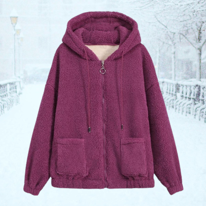 Chaqueta casual de felpa con capucha para mujer