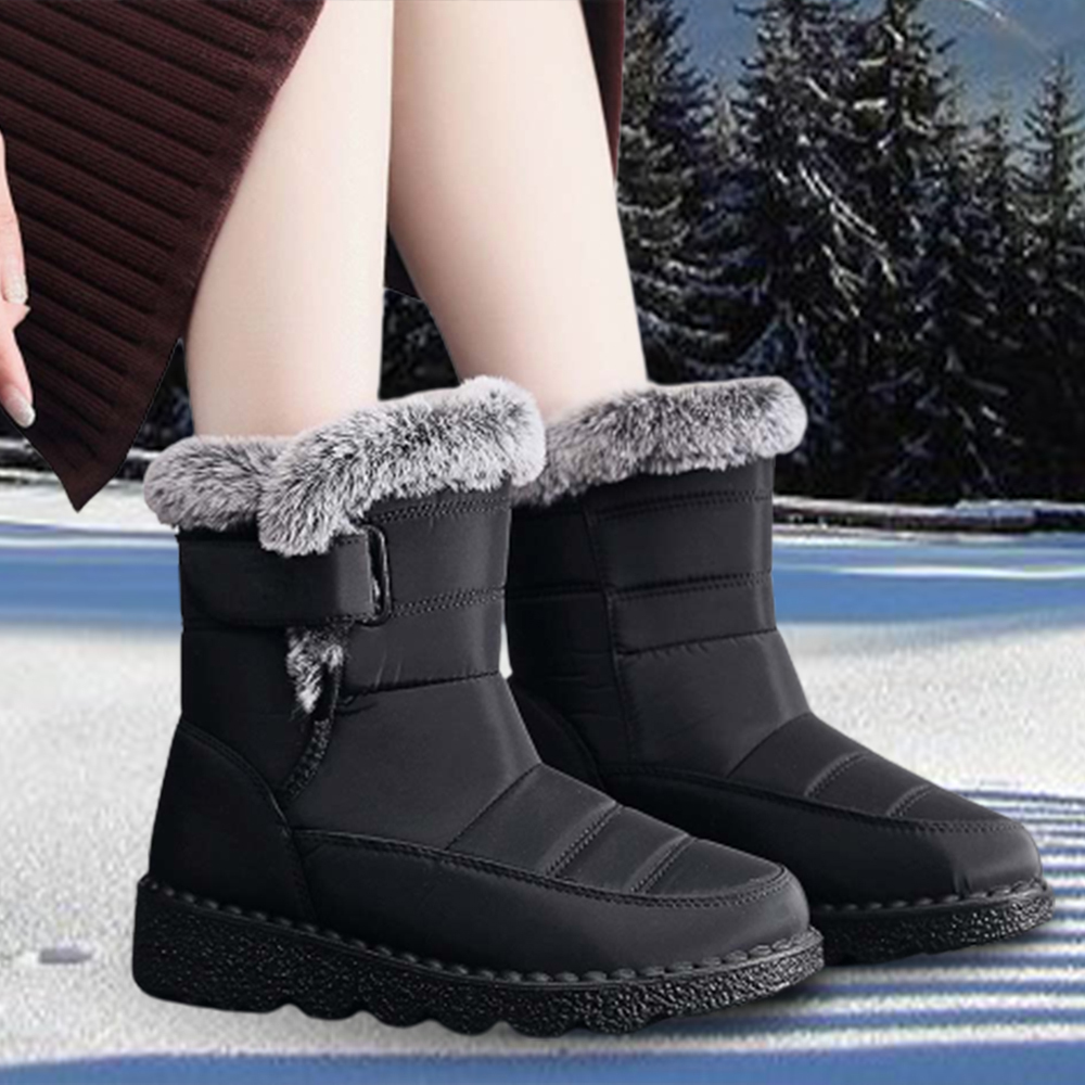 Botas de nieve impermeables con velcro para mujer