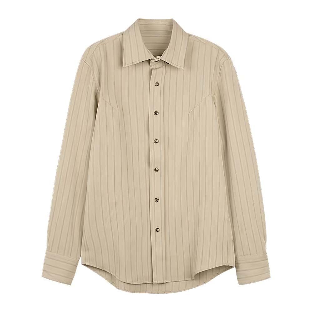 Camisa a rayas retro de primavera y otoño para hombre