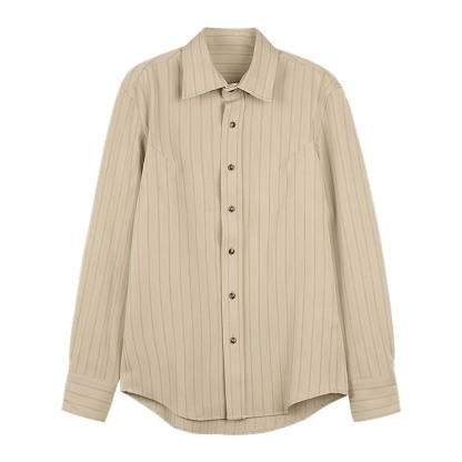 Camisa a rayas retro de primavera y otoño para hombre