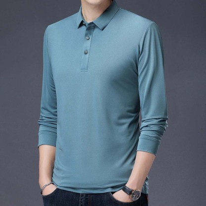 2024 nueva camiseta de manga larga con solapa para hombre