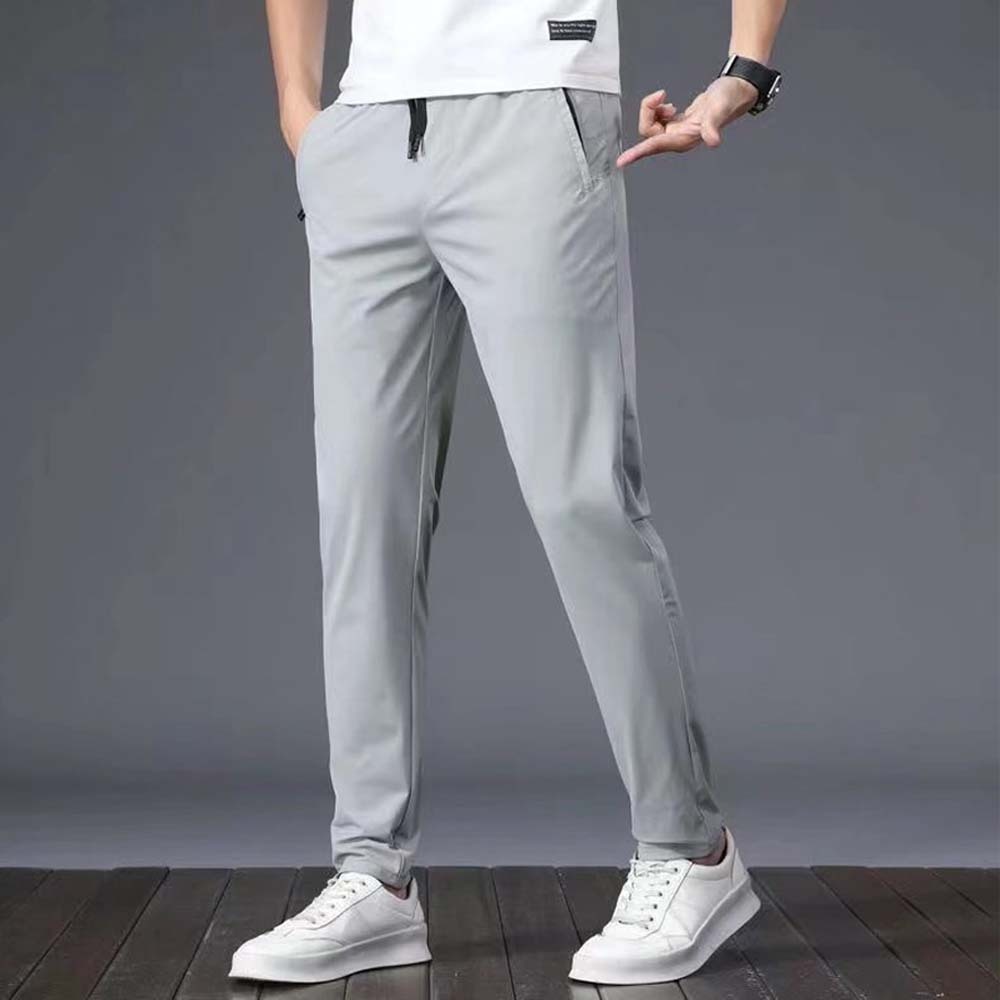Men’s breathable ice silk straight casual pants
