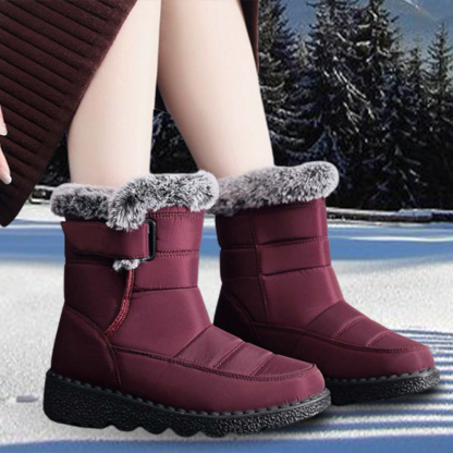 Botas de nieve impermeables con velcro para mujer