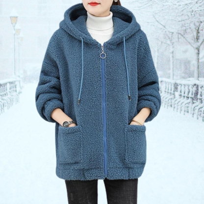 Chaqueta casual de felpa con capucha para mujer