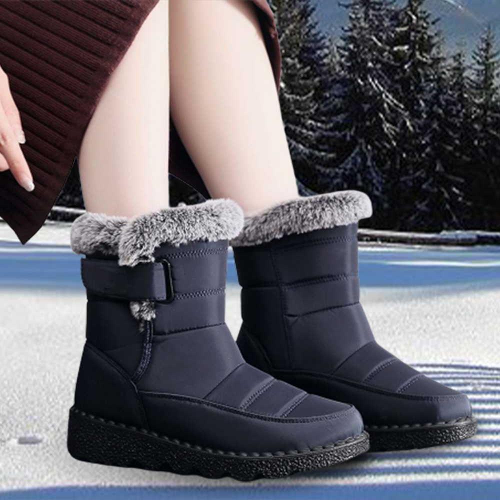 Botas de nieve impermeables con velcro para mujer