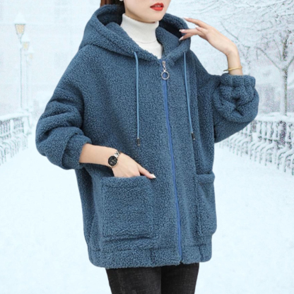Chaqueta casual de felpa con capucha para mujer