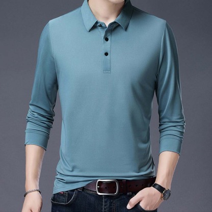 2024 nueva camiseta de manga larga con solapa para hombre