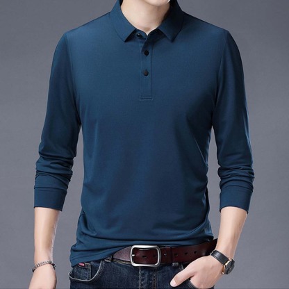 2024 nueva camiseta de manga larga con solapa para hombre