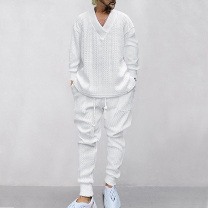 Alberchris™ Autumn and winter men's casual versatile jacquard sweater two-piece suit