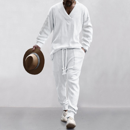 Alberchris™ Autumn and winter men's casual versatile jacquard sweater two-piece suit