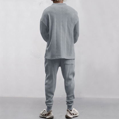 Alberchris™ Autumn and winter men's casual versatile jacquard sweater two-piece suit