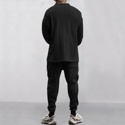 Alberchris™ Autumn and winter men's casual versatile jacquard sweater two-piece suit