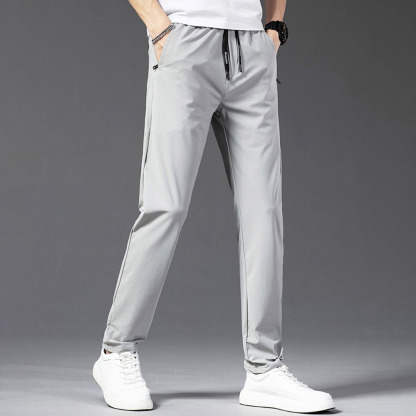 Men’s breathable ice silk straight casual pants