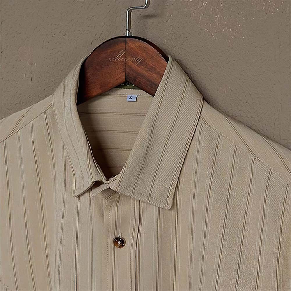 Camisa a rayas retro de primavera y otoño para hombre