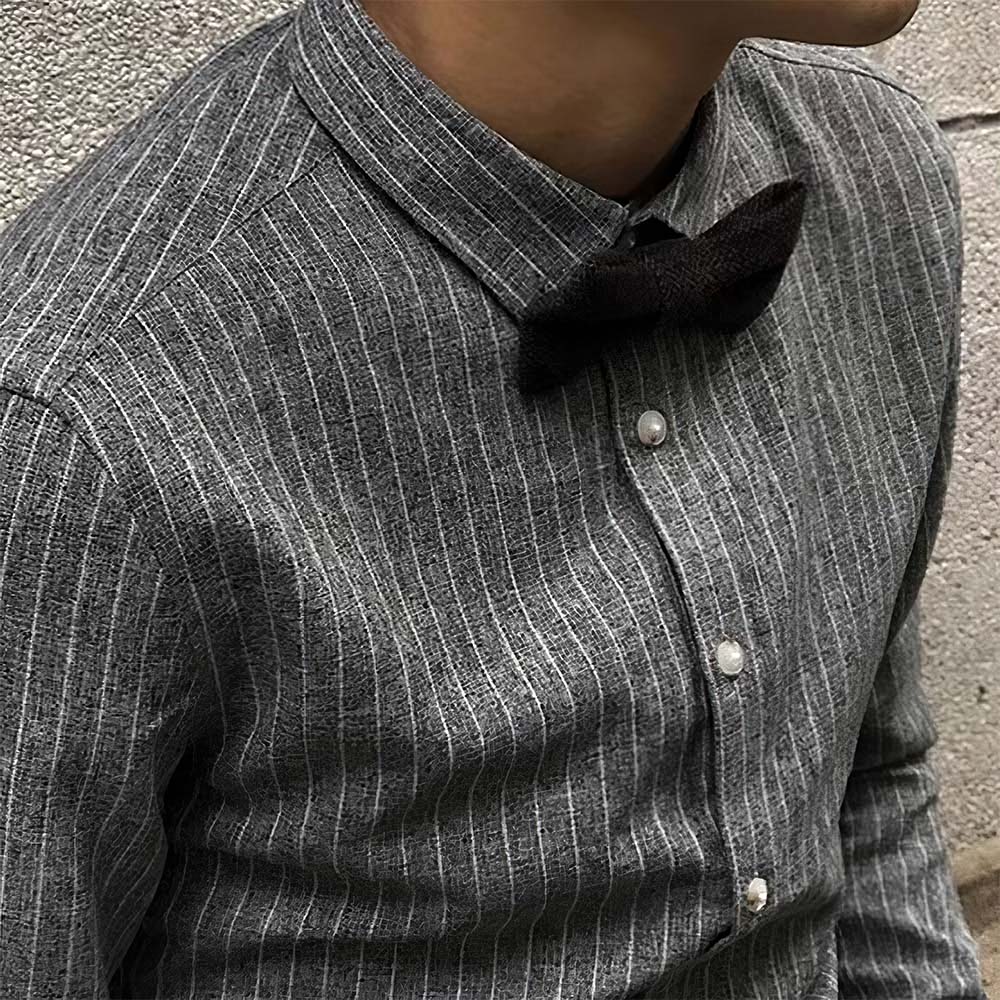 Camisa a rayas retro de primavera y otoño para hombre