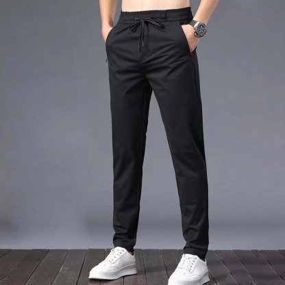 Men’s breathable ice silk straight casual pants