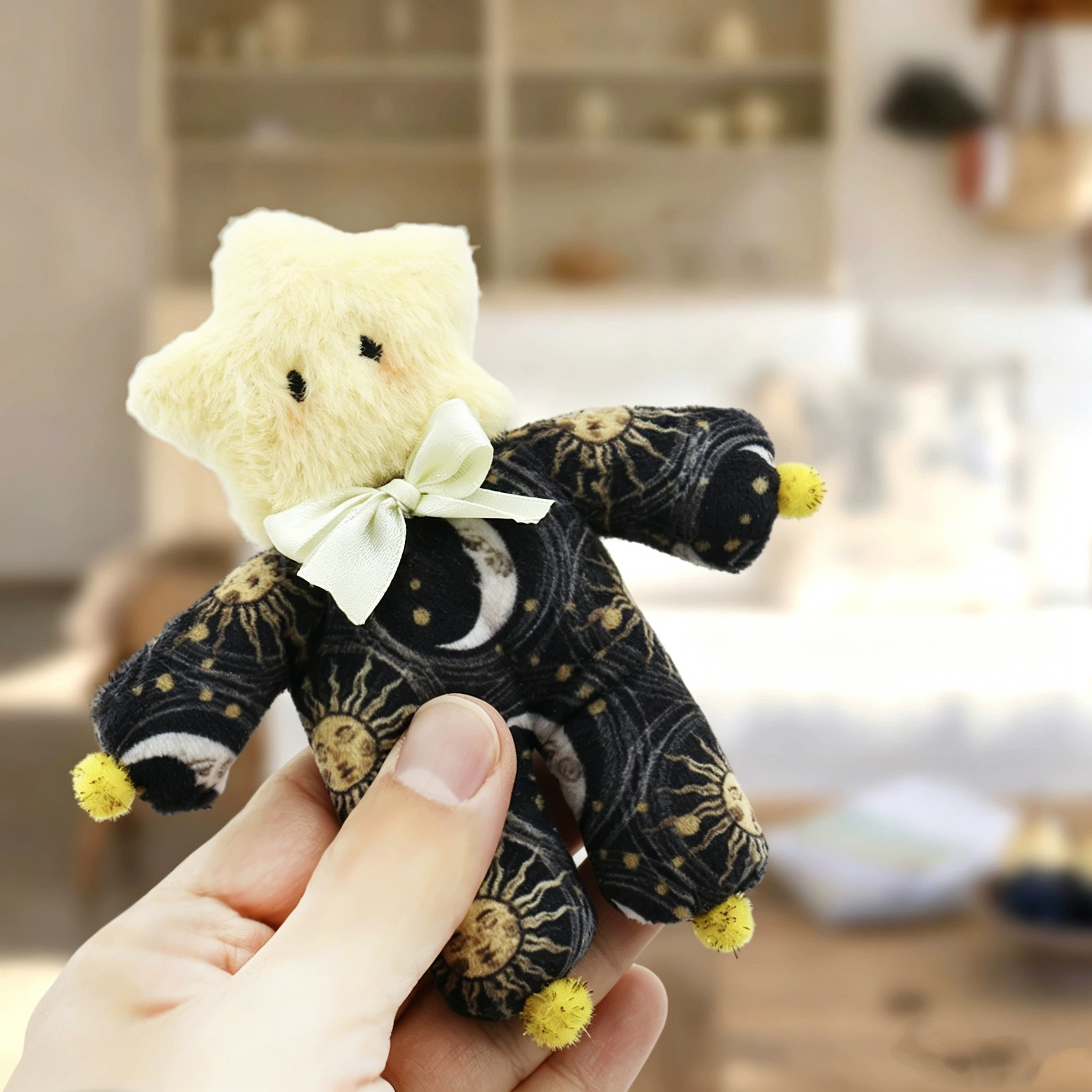 Cute Plush Star Doll with Sun & Moon | Aesthetic Celestial Soft Stuffed Toy Bag Charm Gift - soufeeluk