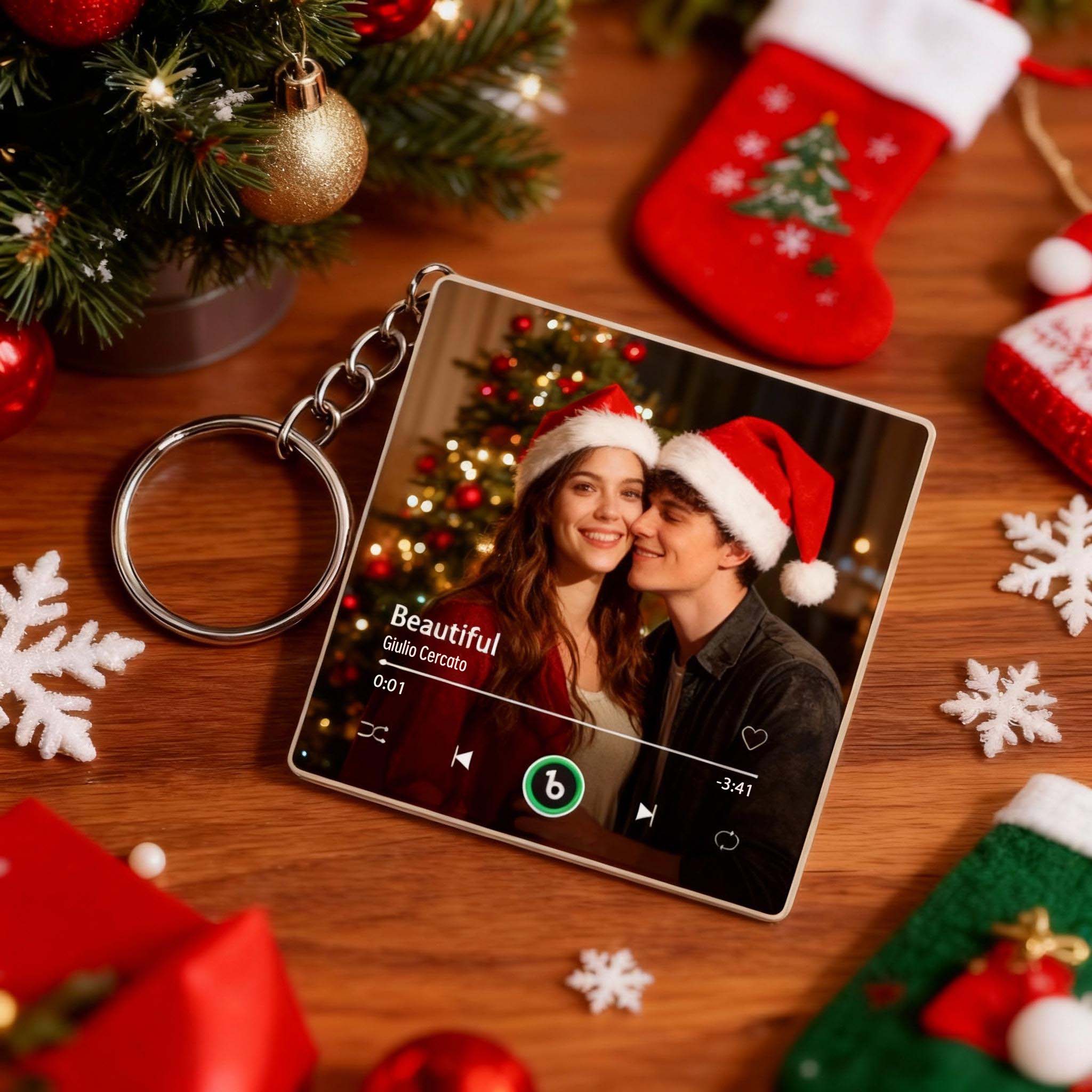 Personalized Photo Music Keychain Music Box Bag Charm That Plays Music Without Cell Phone Christmas Gifts - soufeeluk