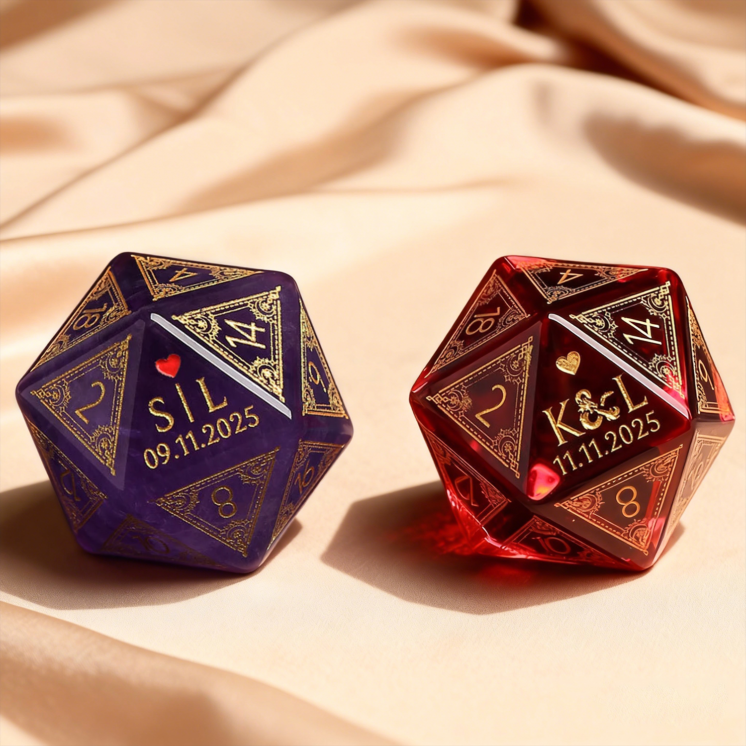 Custom Wedding Dice | Custom Dice D20 | Dungeons & Dragons | DND Dice | Stone Dice | Black Dice | Groom dice | Bride Dice | Marriage dice - soufeeluk