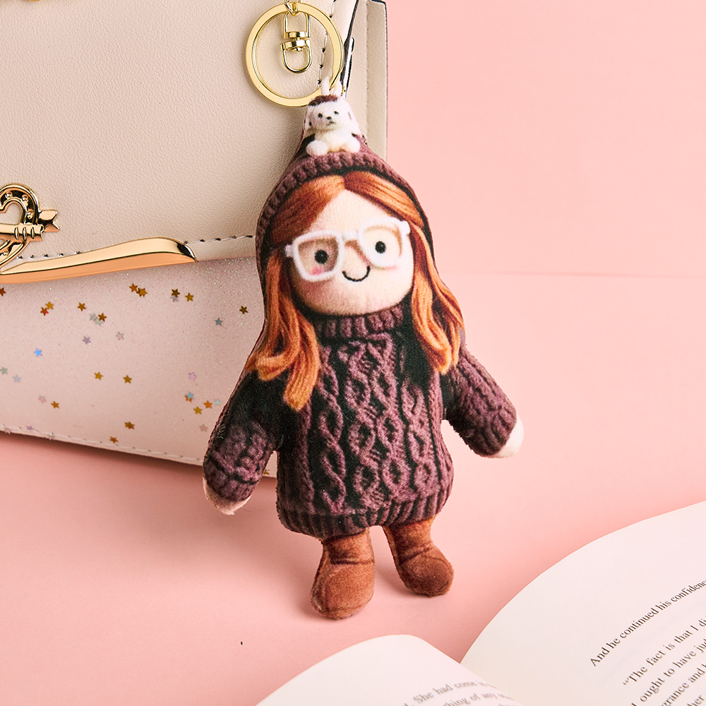 Personalized Photo Plush Doll Keychain Mini Me Plush Keychain Gifts for Kids - soufeeluk