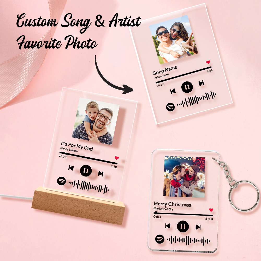 Scannable Spotify Code Plaque Keychain Music and Photo Acrylic Gifts for BFF Photo Keychain